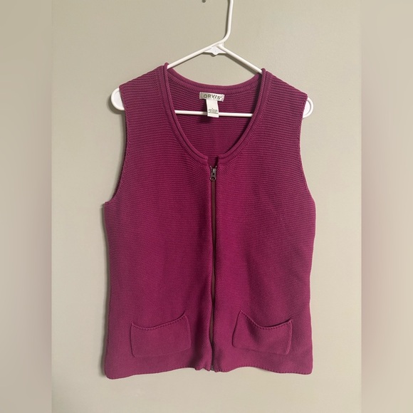 Orvis Sweater Womens Size Large Vest Jacket Knit Zip Fish Fishing Outdoors Pink - Picture 1 of 7